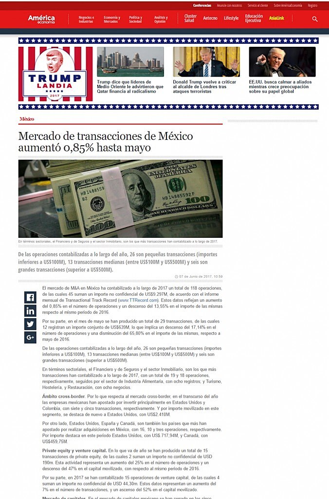 Mercado de transacciones de Mxico aument 0,85% hasta mayo